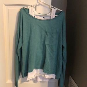 Abercrombie turquoise and white shirt